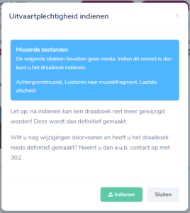 Draaiboek Online - Indienen
