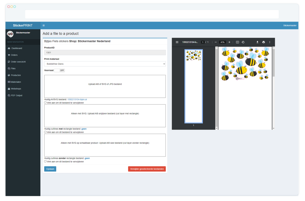 Stickermaster product bestanden toevoegen